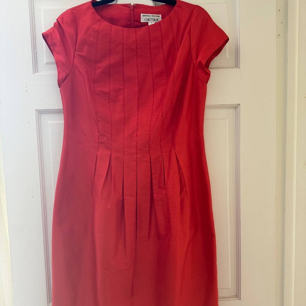 Red silk dress A line.